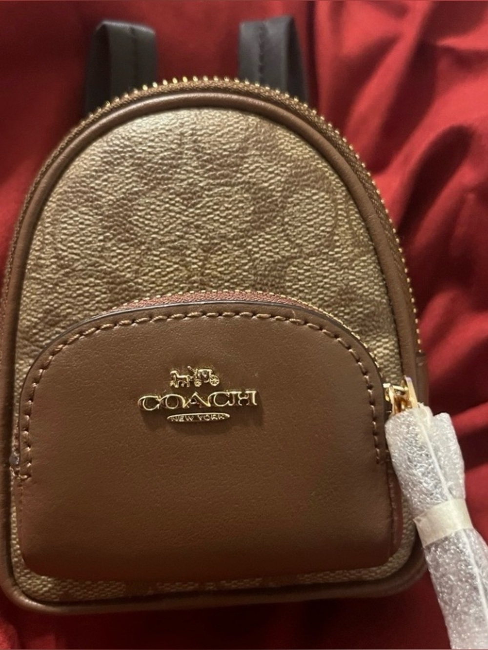 COACH Brown Mini Signature Canvas & Leather Backpack